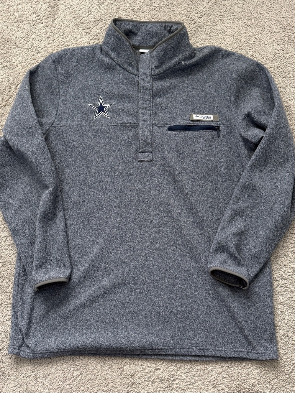 Dallas Cowboys Columbia PFG Men's Gray Fleece Quarter-Zip Pullover